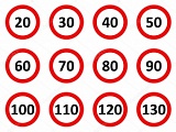 Знак самоклеящийся Ограничение скорости 50, 60,70,80,90